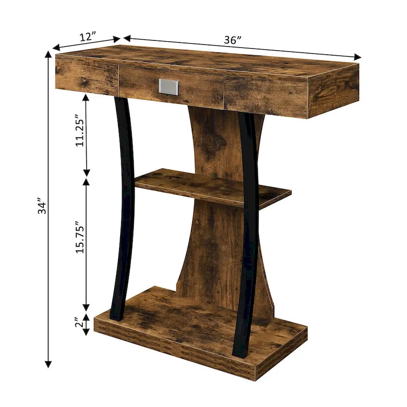 Convenience Concepts Newport Table Console Harri à 1 Tiroir avec Étagères
