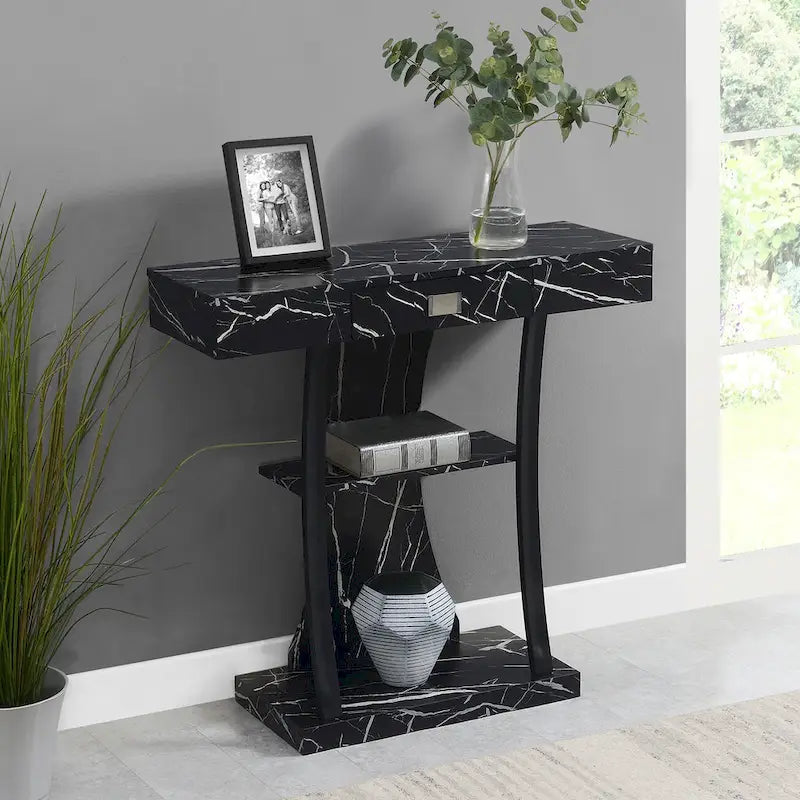 Convenience Concepts Newport Table Console Harri à 1 Tiroir avec Étagères