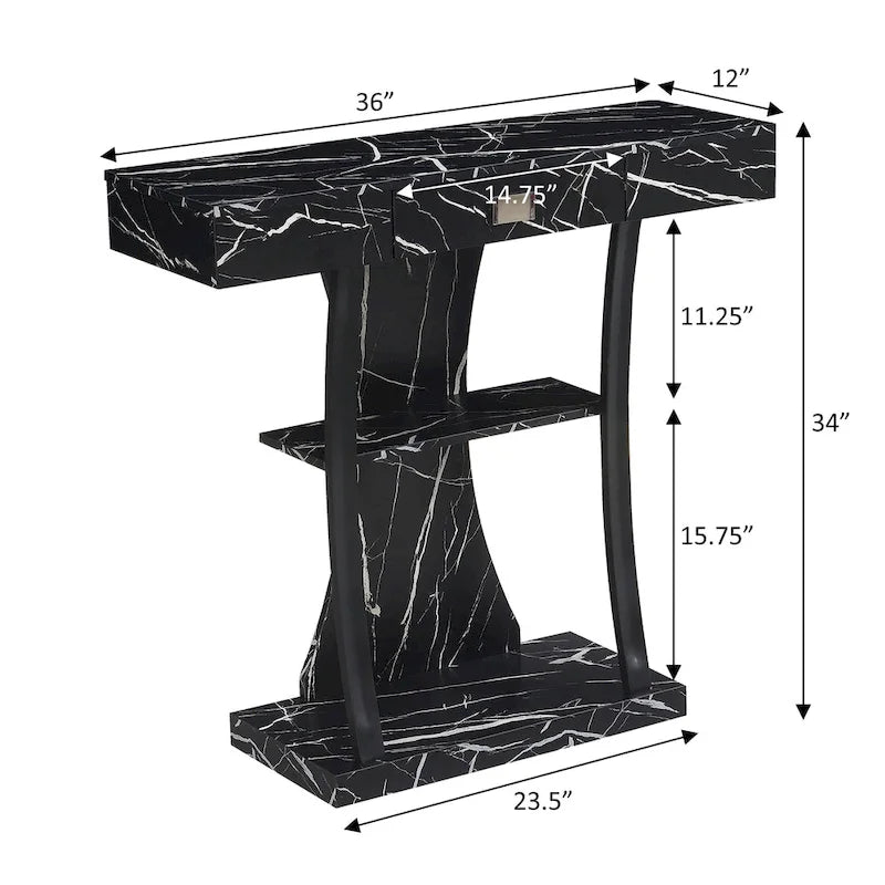 Convenience Concepts Newport Table Console Harri à 1 Tiroir avec Étagères