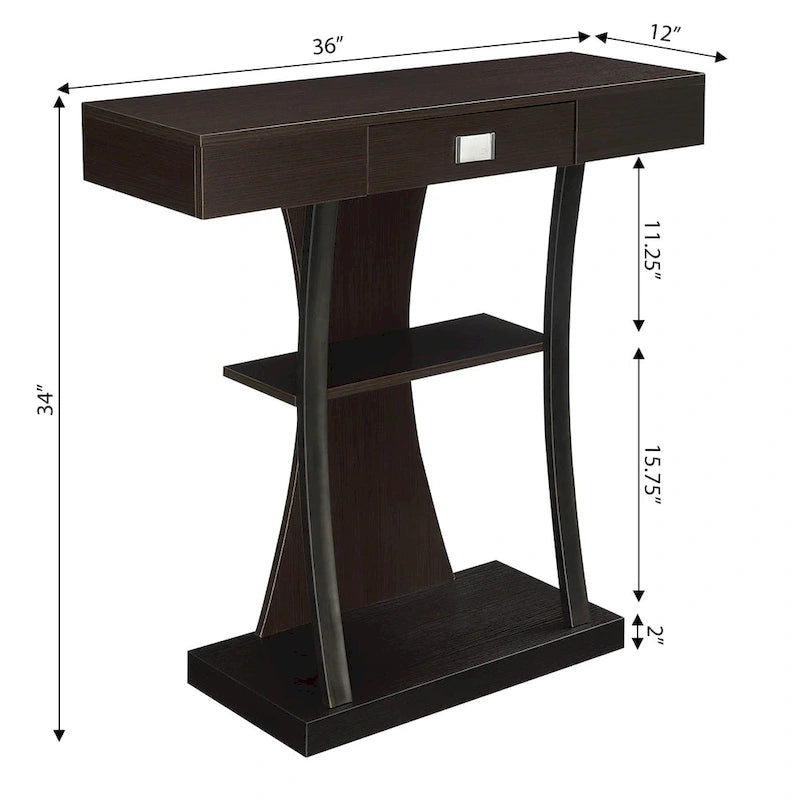 Convenience Concepts Newport Table Console Harri à 1 Tiroir avec Étagères