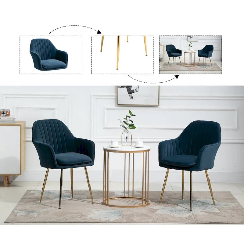 AVAWING Chaises d'appoint avec accoudoirs, lot de 2 chaises de salle à manger rembourrées en velours