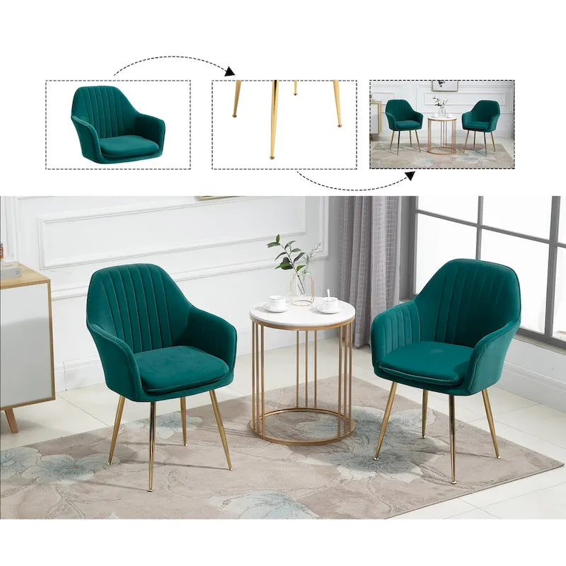 AVAWING Chaises d'appoint avec accoudoirs, lot de 2 chaises de salle à manger rembourrées en velours