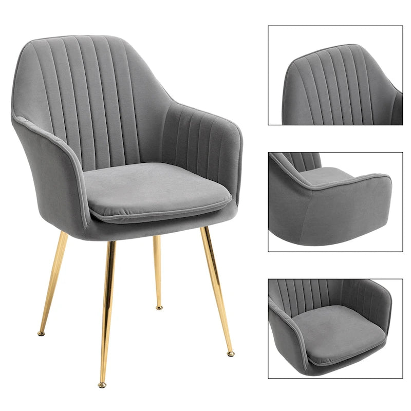 AVAWING Chaises d'appoint avec accoudoirs, lot de 2 chaises de salle à manger rembourrées en velours