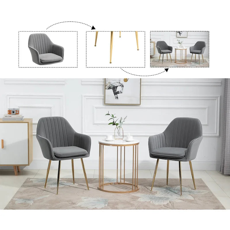 AVAWING Chaises d'appoint avec accoudoirs, lot de 2 chaises de salle à manger rembourrées en velours