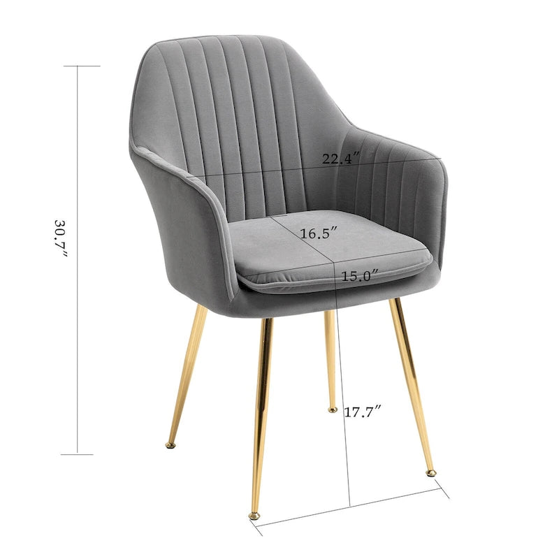 AVAWING Chaises d'appoint avec accoudoirs, lot de 2 chaises de salle à manger rembourrées en velours