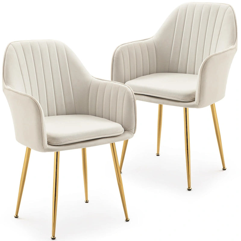 AVAWING Chaises d'appoint avec accoudoirs, lot de 2 chaises de salle à manger rembourrées en velours