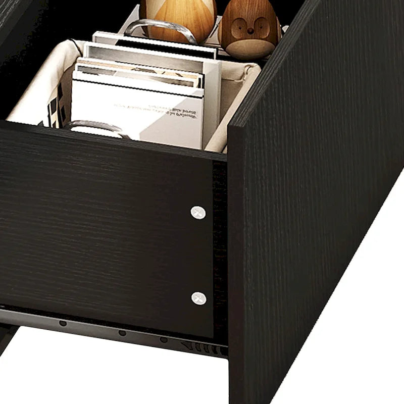 Table basse moderne en bois avec tiroirs de rangement et éclairage LED