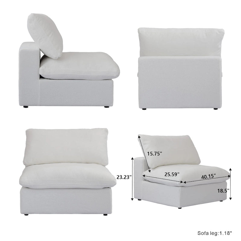 Canapé sectionnel modulable en lin en forme de U avec plusieurs coussins