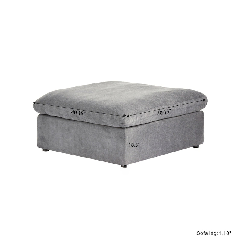 Canapé sectionnel modulable en lin en forme de U avec plusieurs coussins