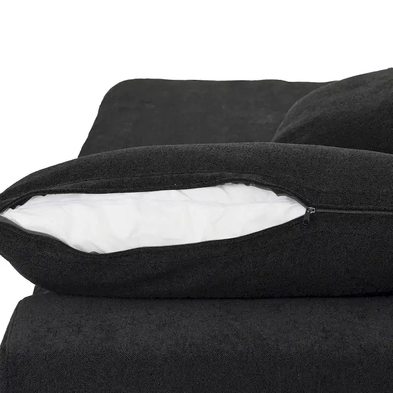 Canapé sectionnel modulable en lin en forme de U avec plusieurs coussins