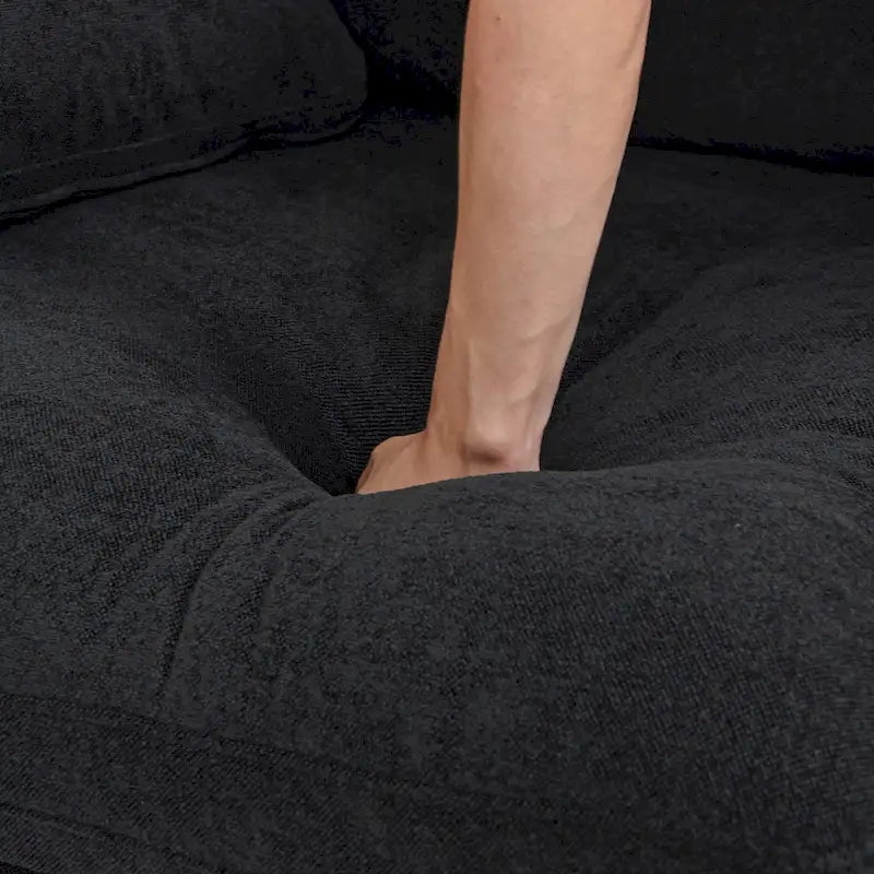 Canapé sectionnel modulable en lin en forme de U avec plusieurs coussins