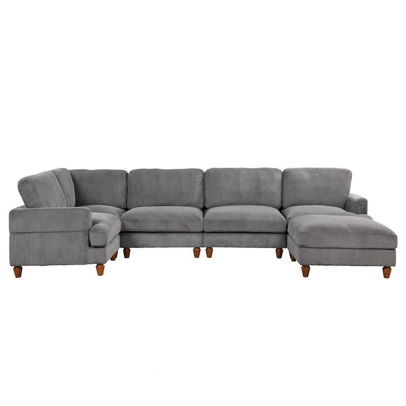Canapé d'angle modulable avec ottoman en forme de L pour salon, bureau