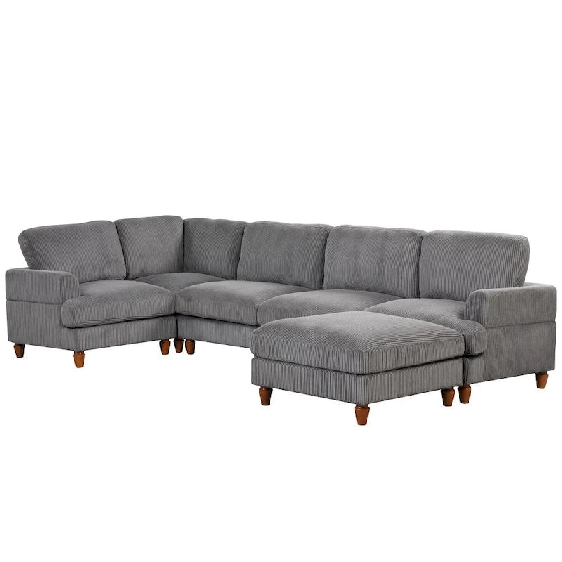 Canapé d'angle modulable avec ottoman en forme de L pour salon, bureau