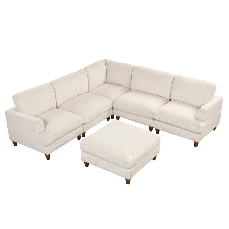 Canapé d'angle modulable avec ottoman en forme de L pour salon, bureau