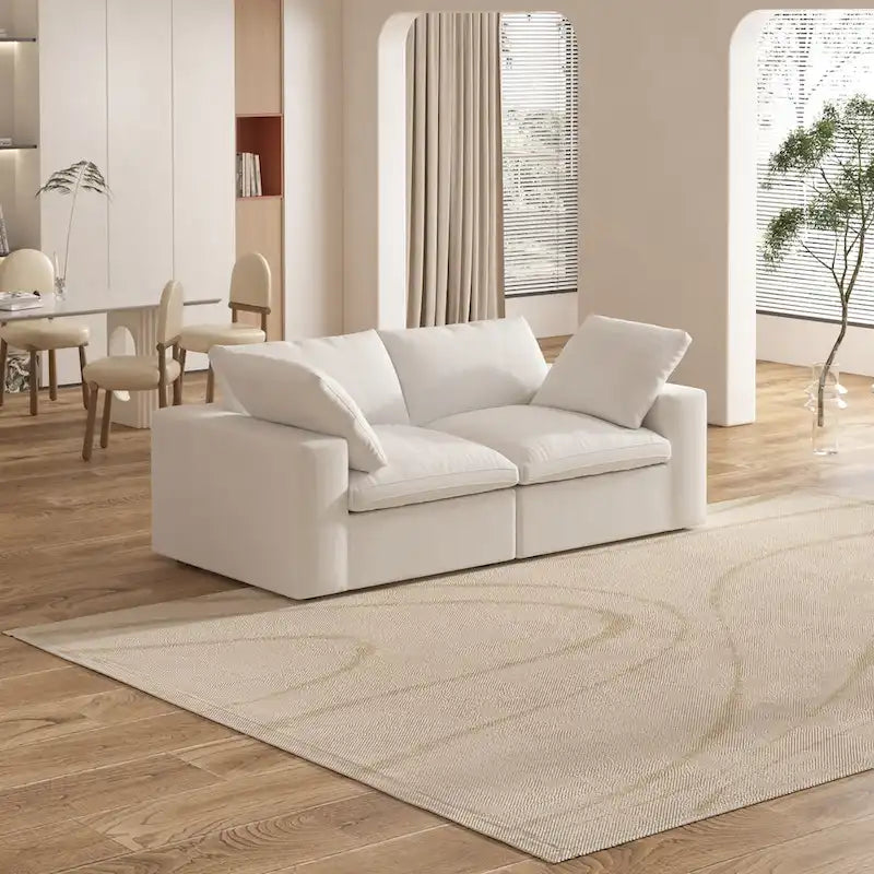 Canapé sectionnel de 80 po en lin avec revêtement en tissu