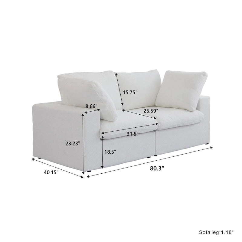 Canapé sectionnel de 80 po en lin avec revêtement en tissu