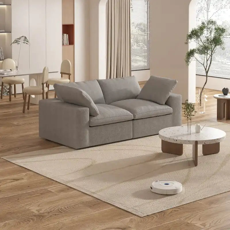 Canapé sectionnel de 80 po en lin avec revêtement en tissu