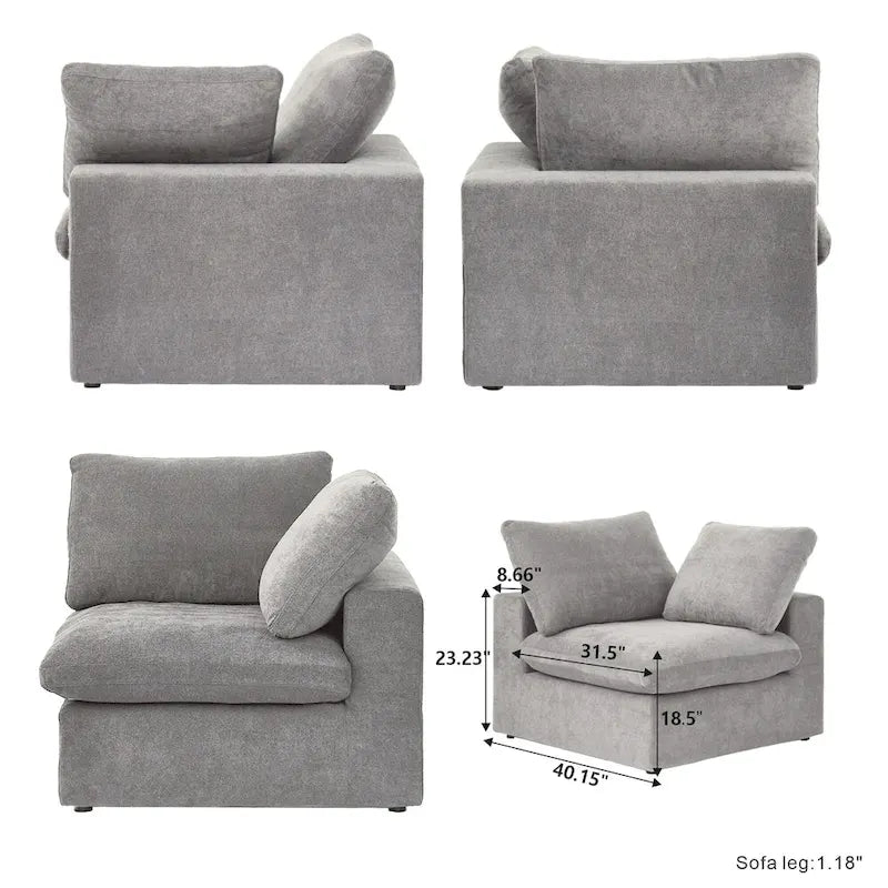 Canapé sectionnel de 80 po en lin avec revêtement en tissu