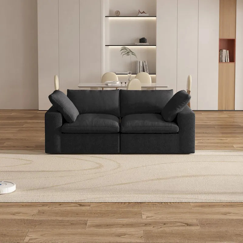 Canapé sectionnel de 80 po en lin avec revêtement en tissu
