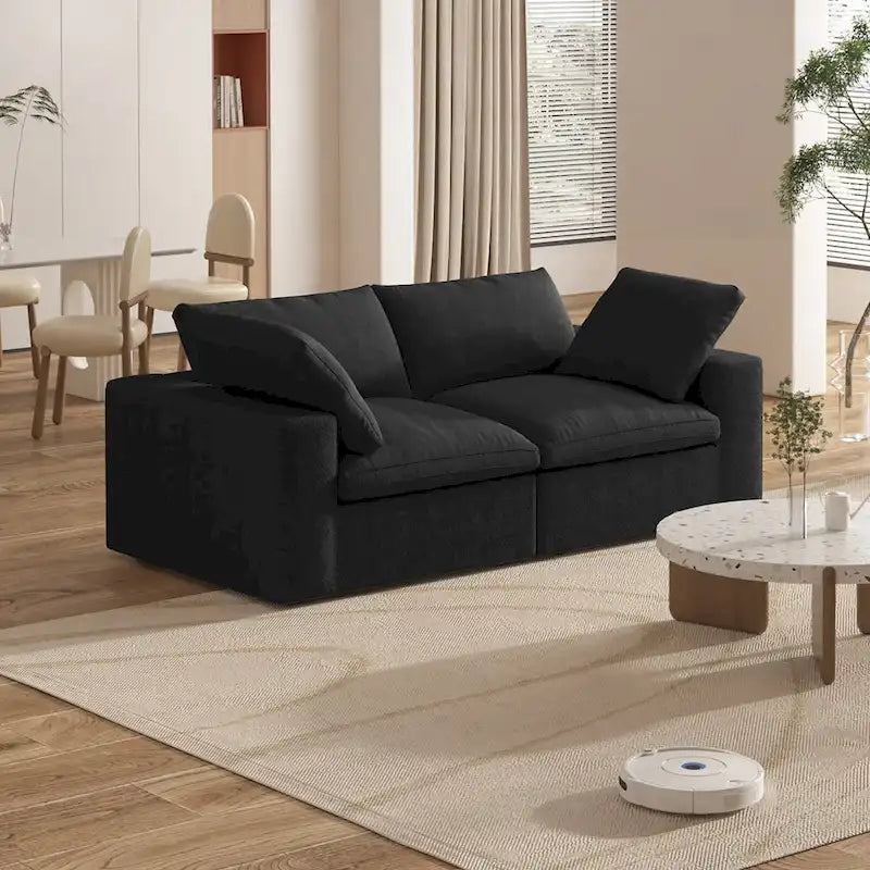 Canapé sectionnel de 80 po en lin avec revêtement en tissu