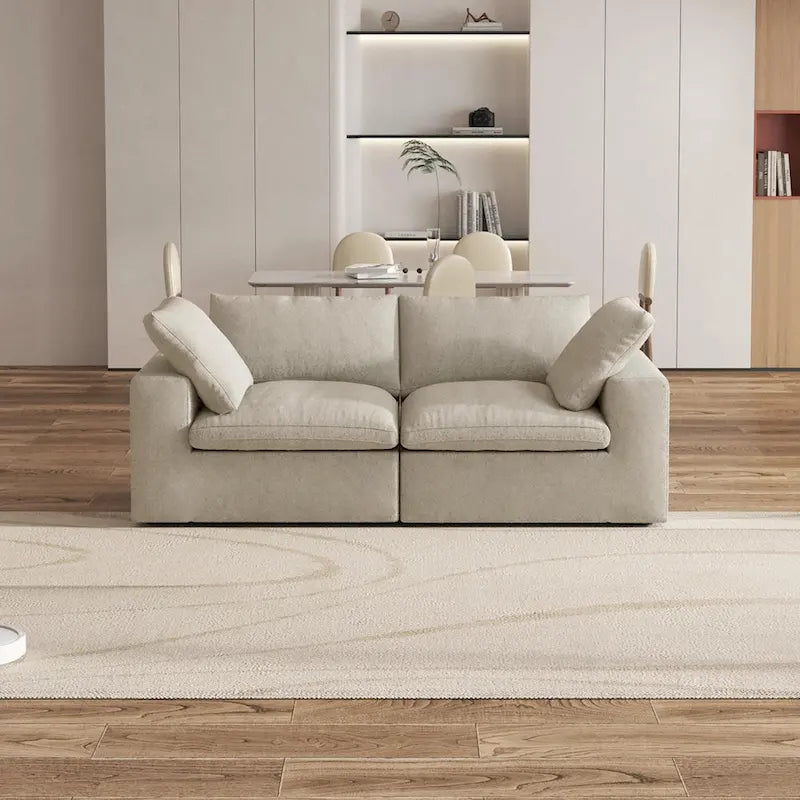 Canapé sectionnel de 80 po en lin avec revêtement en tissu