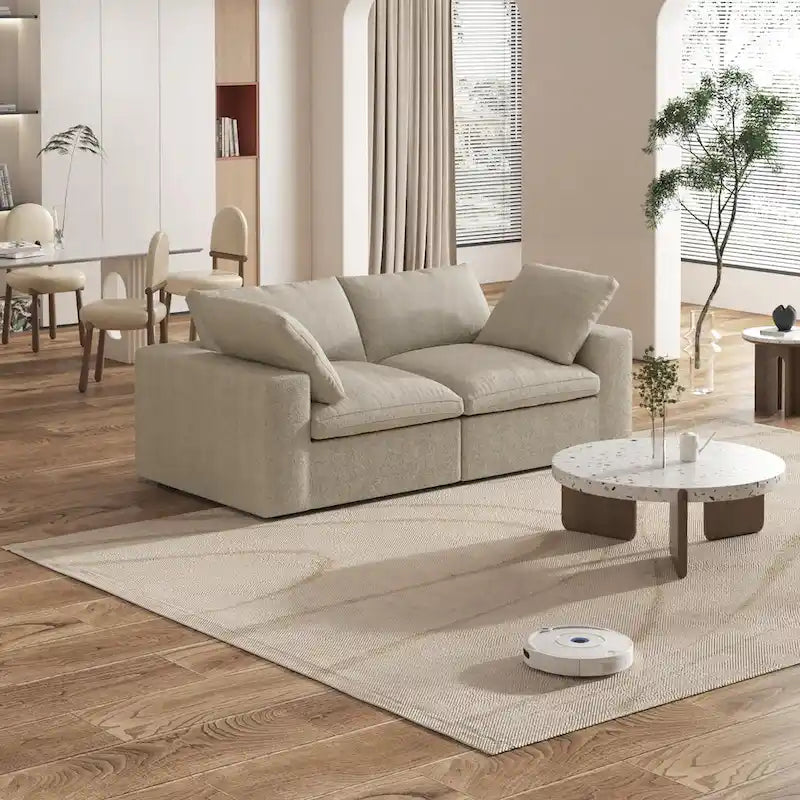 Canapé sectionnel de 80 po en lin avec revêtement en tissu