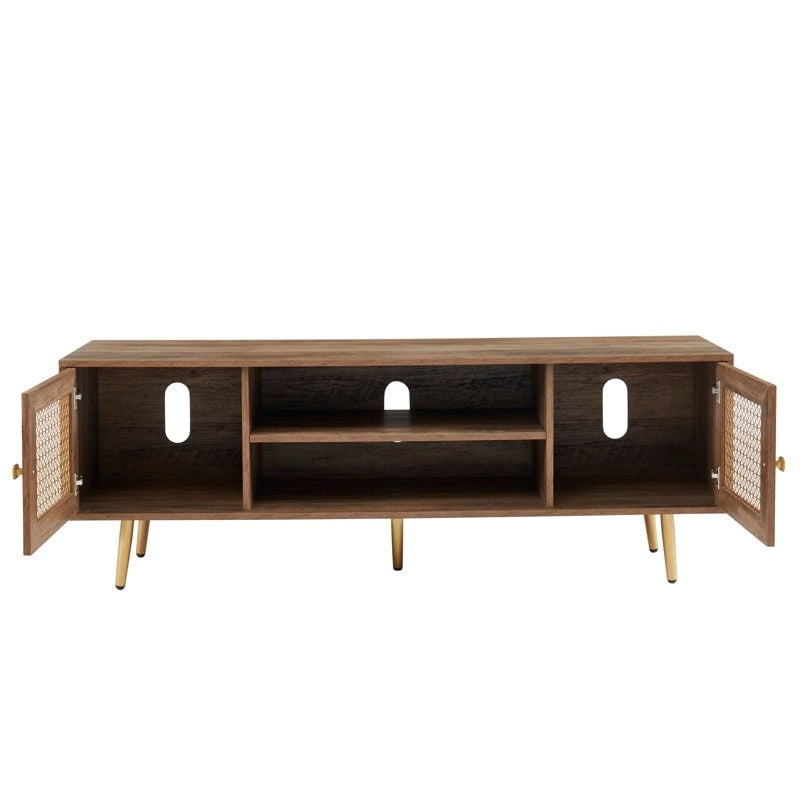 Meuble TV 150 cm pour téléviseur 65 pouces, console média de centre de divertissement classique - 150 x 39,4 x 53,1 cm (LxPxH)