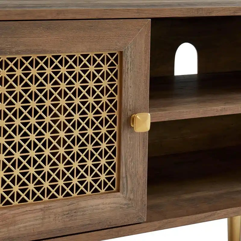 Meuble TV 150 cm pour téléviseur 65 pouces, console média de centre de divertissement classique - 150 x 39,4 x 53,1 cm (LxPxH)