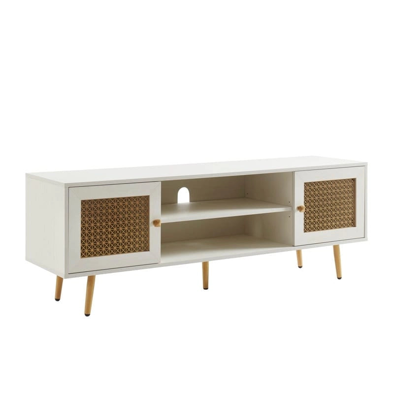 Meuble TV 150 cm pour téléviseur 65 pouces, console média de centre de divertissement classique - 150 x 39,4 x 53,1 cm (LxPxH)