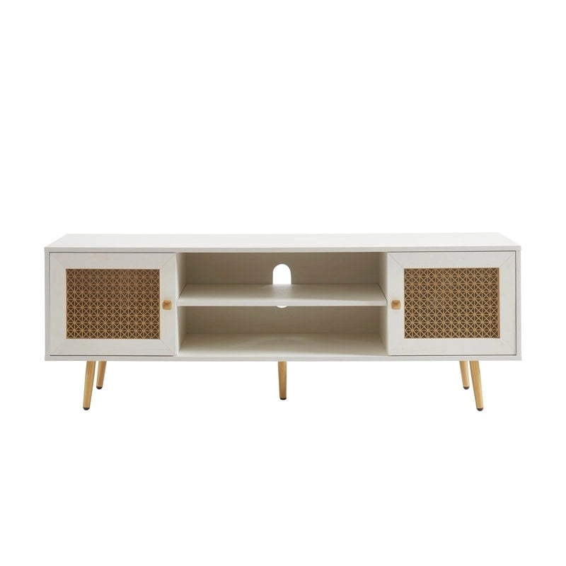 Meuble TV 150 cm pour téléviseur 65 pouces, console média de centre de divertissement classique - 150 x 39,4 x 53,1 cm (LxPxH)