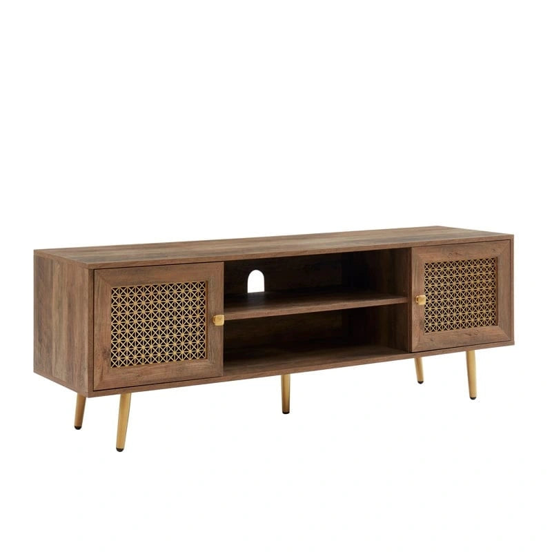 Meuble TV 150 cm pour téléviseur 65 pouces, console média de centre de divertissement classique - 150 x 39,4 x 53,1 cm (LxPxH)
