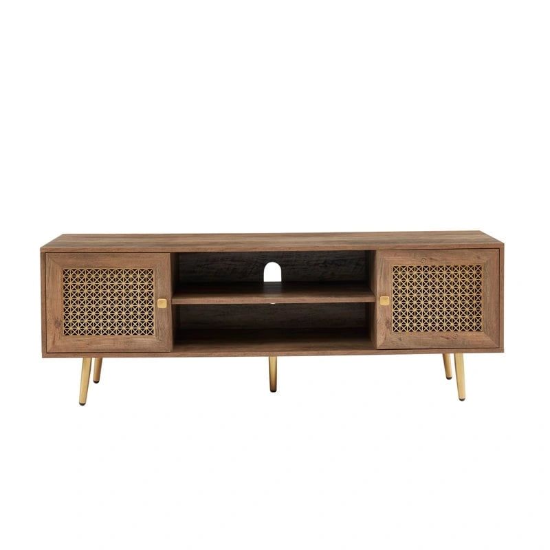 Meuble TV 150 cm pour téléviseur 65 pouces, console média de centre de divertissement classique - 150 x 39,4 x 53,1 cm (LxPxH)