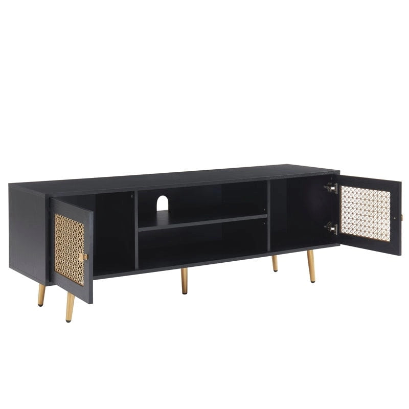 Meuble TV 150 cm pour téléviseur 65 pouces, console média de centre de divertissement classique - 150 x 39,4 x 53,1 cm (LxPxH)