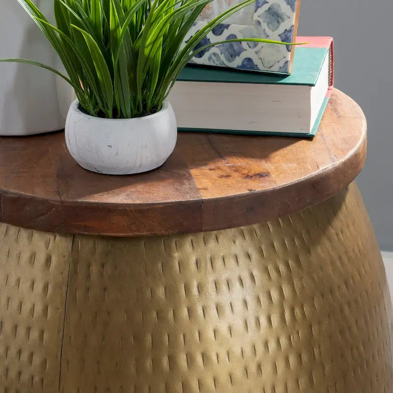 Table d'appoint Kayvon avec rangement, dorée