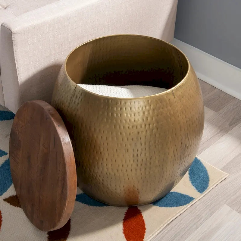 Table d'appoint Kayvon avec rangement, dorée