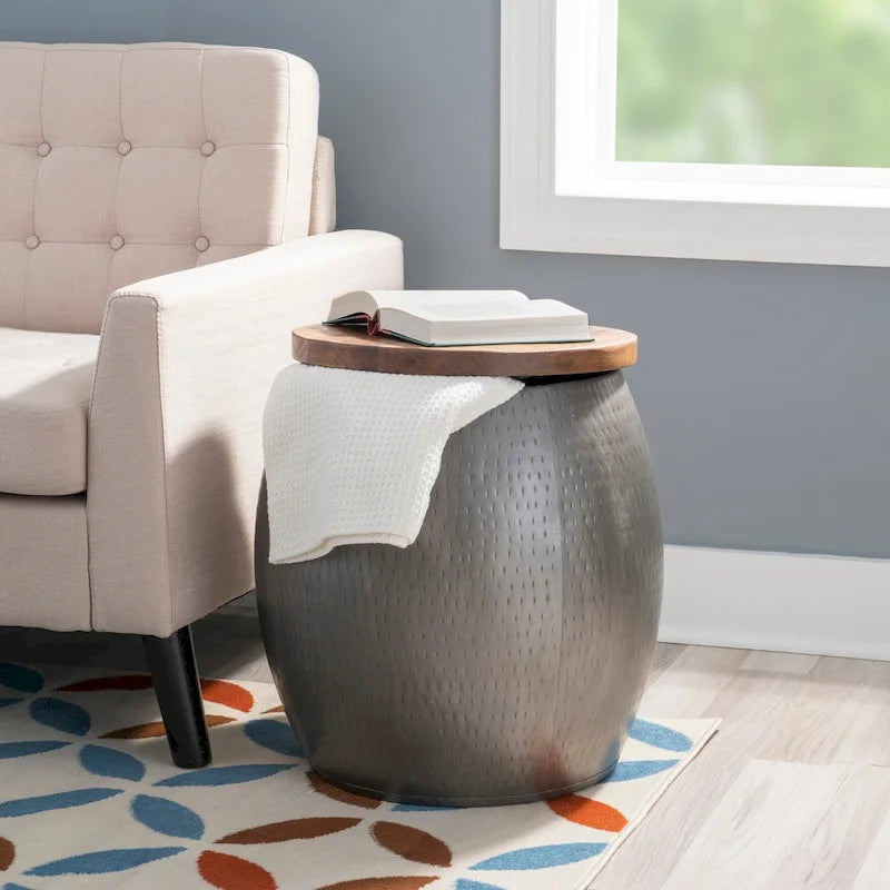Table d'appoint Kayvon avec rangement, dorée
