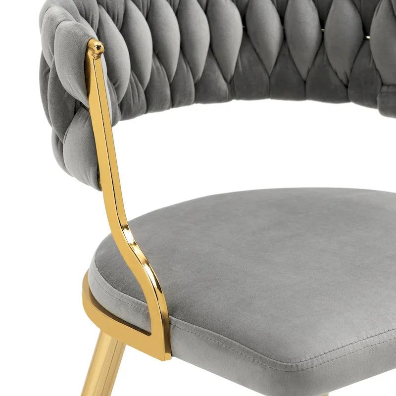 Lot de 4 chaises de salle à manger en velours avec pieds en métal doré