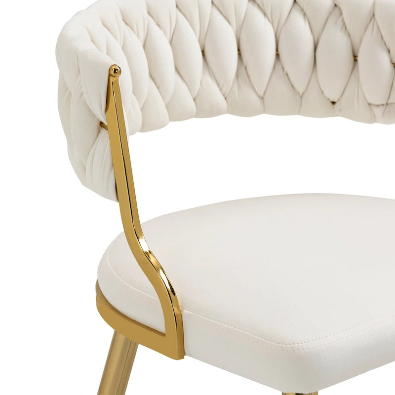 Lot de 4 chaises de salle à manger en velours avec pieds en métal doré