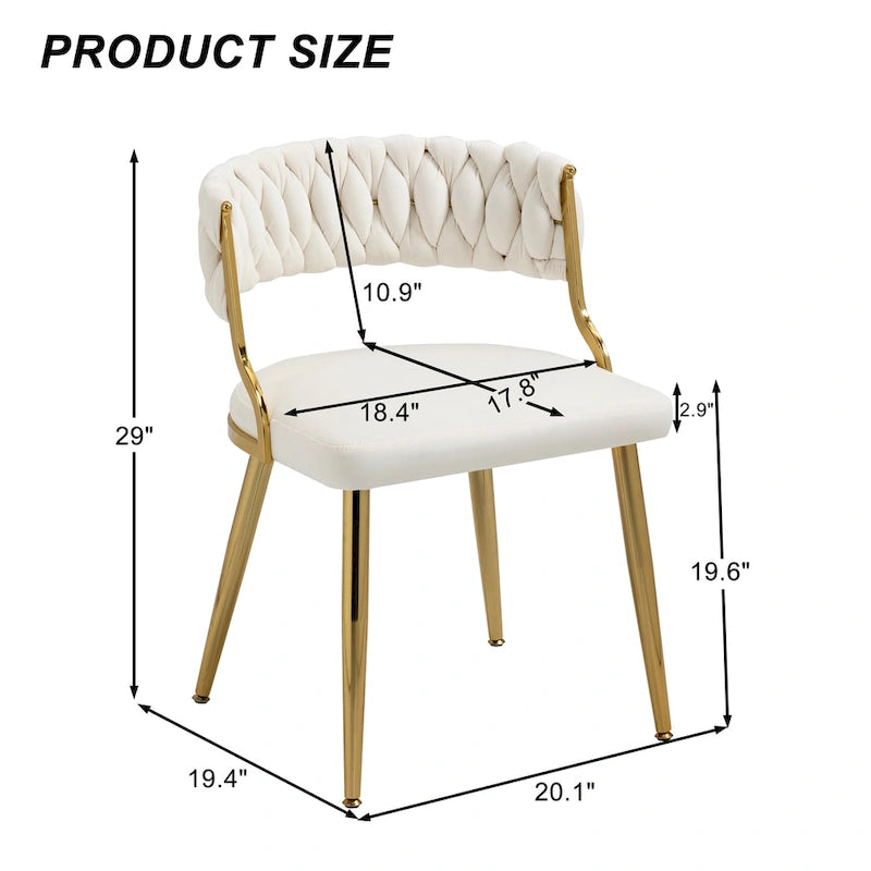 Lot de 4 chaises de salle à manger en velours avec pieds en métal doré