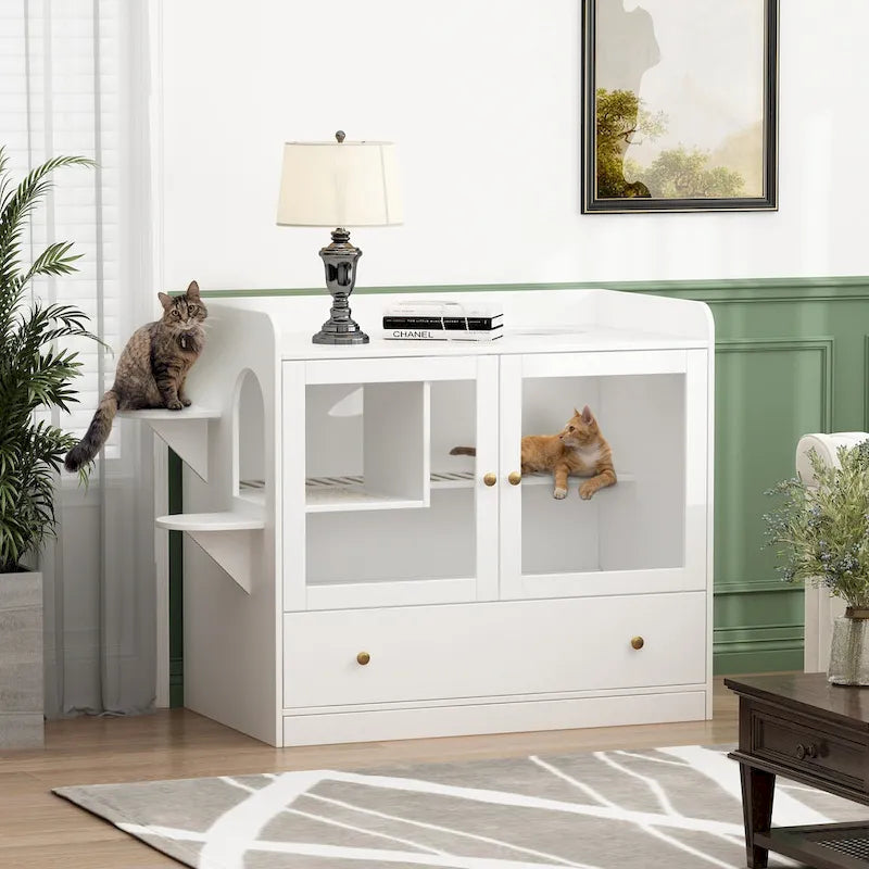 Meuble pour litière de chat avec étagère de rangement 40"