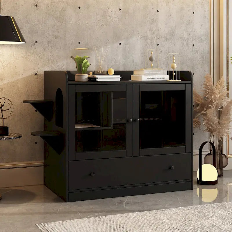 Meuble pour litière de chat avec étagère de rangement 40"