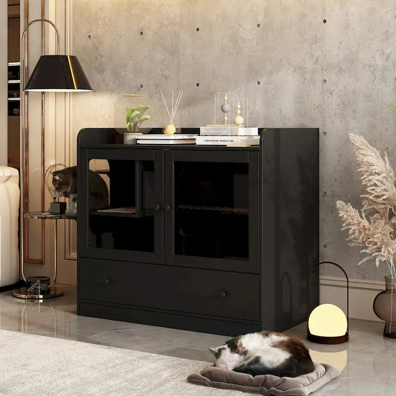 Meuble pour litière de chat avec étagère de rangement 40"