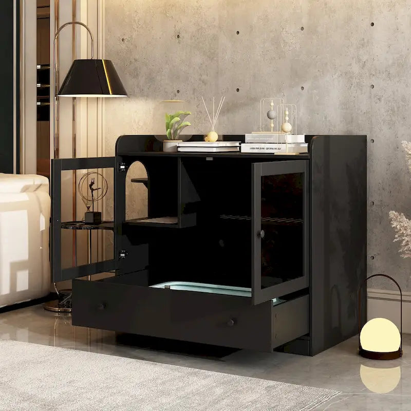 Meuble pour litière de chat avec étagère de rangement 40"
