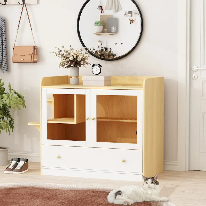 Meuble pour litière de chat avec étagère de rangement 40"