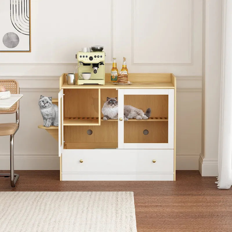 Meuble pour litière de chat avec étagère de rangement 40"