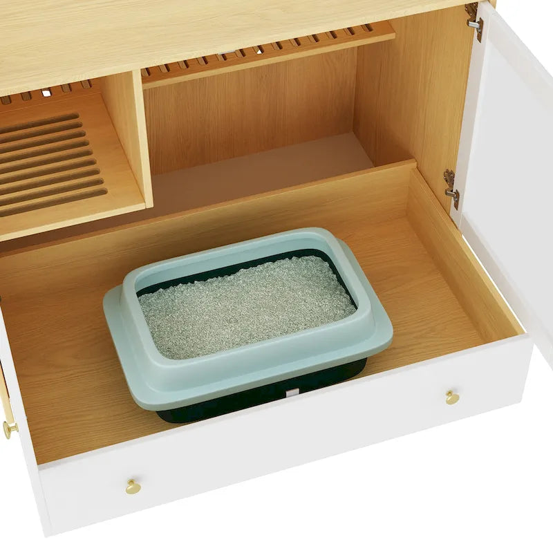 Meuble pour litière de chat avec étagère de rangement 40"
