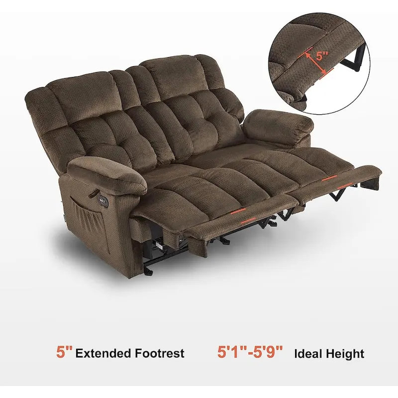 Canapé inclinable électrique MCombo avec fonction chauffage et massage, en tissu 6237