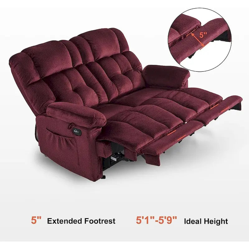 Canapé inclinable électrique MCombo avec fonction chauffage et massage, en tissu 6237
