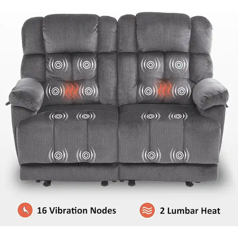 Canapé inclinable électrique MCombo avec fonction chauffage et massage, en tissu 6237