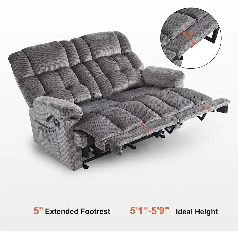 Canapé inclinable électrique MCombo avec fonction chauffage et massage, en tissu 6237